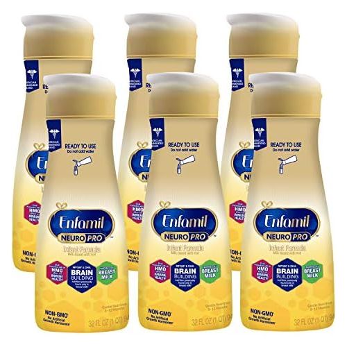  [아마존베스트]Enfamil NeuroPro Ready to Feed Baby Formula Milk, 32 fluid ounce (6 count) - MFGM, Omega 3 DHA, Probiotics, Iron & Immune Support