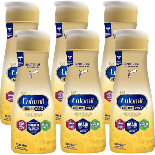  [아마존베스트]Enfamil NeuroPro Ready to Feed Baby Formula Milk, 32 fluid ounce (6 count) - MFGM, Omega 3 DHA, Probiotics, Iron & Immune Support