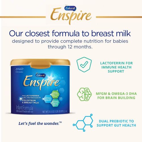  Enfamil Enspire Baby Formula Milk Powder, 20.5 Ounce, Omega 3 DHA, Probiotics, Immune & Brain Support, Pack of 1 (Packaging May Vary)