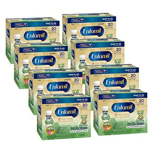  Enfamil ProSobee Soy Sensitive Tummy Baby Formula Dairy-Free Lactose-Free Milk-Free Plant Protein Ready to Use 2 fl. oz. bottles Nursette (48 bottles) Omega 3 DHA & Iron, Immune &