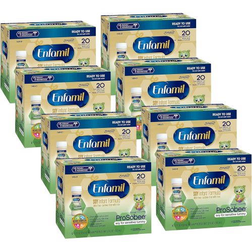  Enfamil ProSobee Soy Sensitive Tummy Baby Formula Dairy-Free Lactose-Free Milk-Free Plant Protein Ready to Use 2 fl. oz. bottles Nursette (48 bottles) Omega 3 DHA & Iron, Immune &
