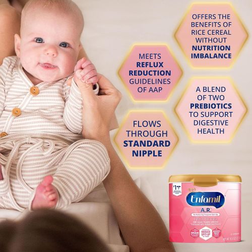  Enfamil A.R. Infant Formula - Clinically Proven to Reduce Spit-Up in 1 week - Reusable Powder Tub, 19.5 oz Omega 3 DHA & Iron, Thickened with Rice Starch(Package May Vary)