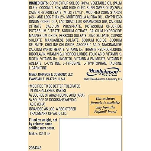  Enfamil Nutramigen Hypoallergenic Colic Baby Formula Lactose Free Milk Powder, 19.8 Ounce - Omega 3 DHA, LGG Probiotics, Iron, Immune Support