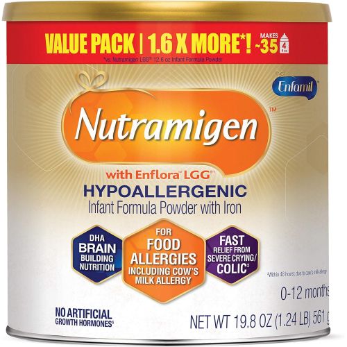  Enfamil Nutramigen Hypoallergenic Colic Baby Formula Lactose Free Milk Powder, 19.8 Ounce - Omega 3 DHA, LGG Probiotics, Iron, Immune Support
