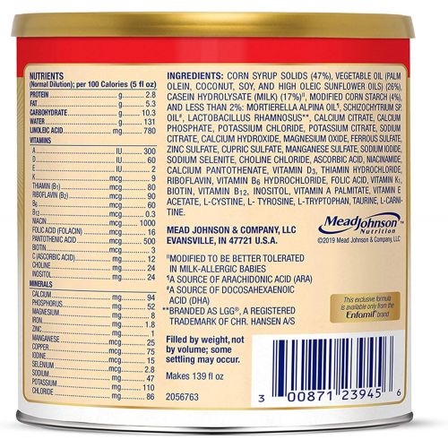  Enfamil Nutramigen Hypoallergenic Colic Baby Formula Lactose Free Milk Powder, 19.8 Ounce - Omega 3 DHA, LGG Probiotics, Iron, Immune Support