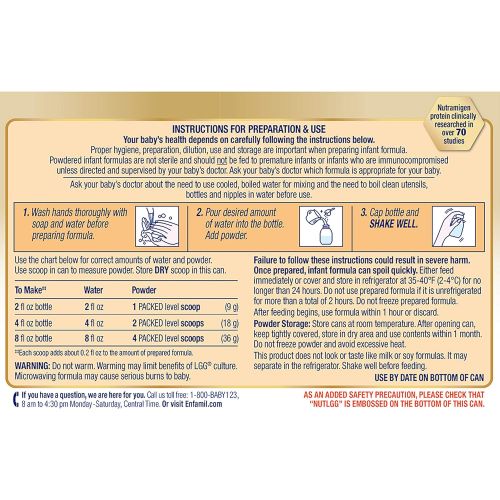  Enfamil Nutramigen Hypoallergenic Colic Baby Formula Lactose Free Milk Powder, 19.8 Ounce - Omega 3 DHA, LGG Probiotics, Iron, Immune Support
