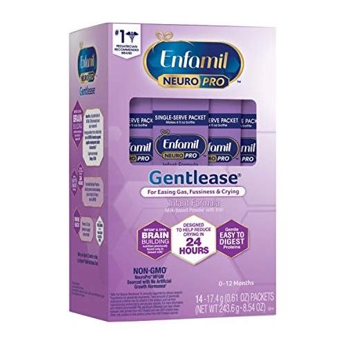  Enfamil NeuroPro Gentlease Baby Formula Gentle Milk Powder, 14 single serve packets (17.4 gram each) - MFGM, Omega 3 DHA, Probiotics, Iron & Immune Support