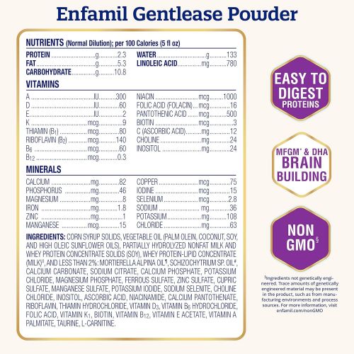  Enfamil NeuroPro Gentlease Baby Formula Gentle Milk Powder, 14 single serve packets (17.4 gram each) - MFGM, Omega 3 DHA, Probiotics, Iron & Immune Support