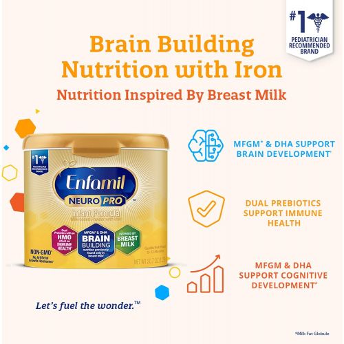  Enfamil NeuroPro Baby Formula Milk Powder Reusable Tub, 20.7 oz -Brain Building Nutrition Inspired by Breast Milk-Omega 3 DHA, Non-GMO, MFGM, Prebiotics, Iron & Immune Support (Pac