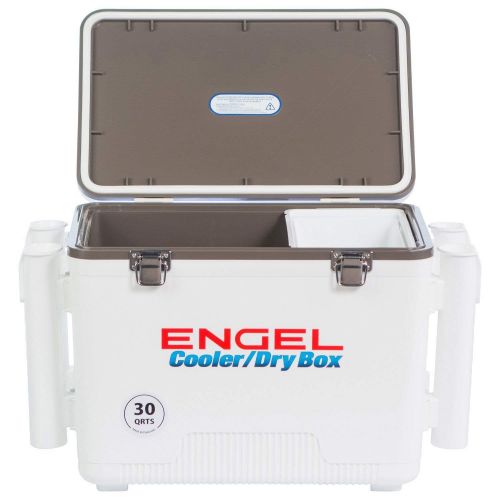  Engel Cooler/Dry Box 19 Qt with Rod Holders - White