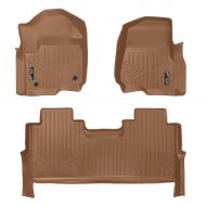 Engine MAX LINER A1246/B1246 Tan Floor Mat (for Ford F-250 / F-350 2017 SuperCrew Cab with Front Bucket Seats 2 Row Set)