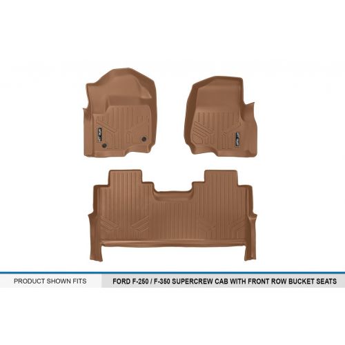  Engine MAX LINER A1246/B1246 Tan Floor Mat (for Ford F-250 / F-350 2017 SuperCrew Cab with Front Bucket Seats 2 Row Set)