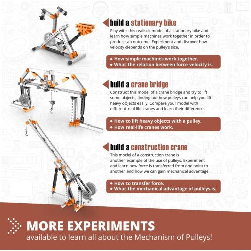  [아마존베스트]Engino Discovering STEM Mechanics Pulley Drives | 8 Working Models | Illustrated Instruction Manual | Theory & Facts | Experimental Activities | STEM Construction Kit