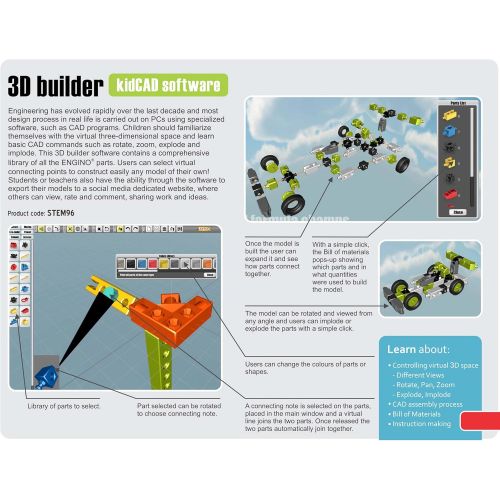  [아마존베스트]Engino Discovering STEM Mechanics Gears & Worm Drives | 12 Working Models | Illustrated Instruction Manual | Theory & Facts | Experimental Activities | STEM Construction Kit