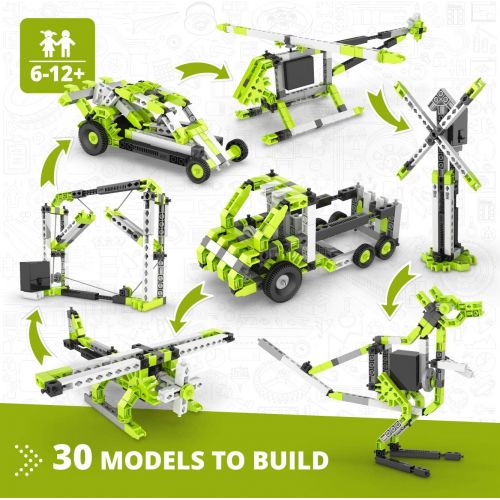  [아마존베스트]Engino Inventor - 30-IN-ONE |BUILD 30 Motorized Models | Assemble Drag Racer, Drawbridge, Truck , T-Rex, Helicopter, Elevator and so much more | STEM Construction Kit