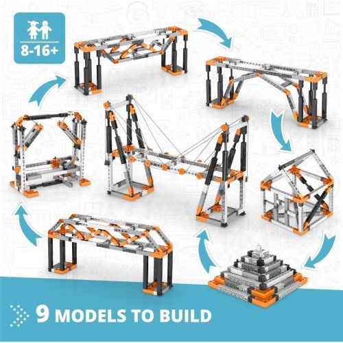  Engino Discovering STEM Structures Constructions & Bridges | 9 Working Models | Illustrated Instruction Manual | Theory & Facts | Experimental Activities | STEM Construction Kit