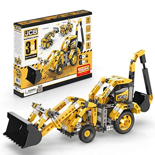  Engino JCB Toys Backhoe Loader - 3-in-One |Build 3 Iconic JCB Models | A Creative Stem Engineering Kit | Perfect for Home Learning