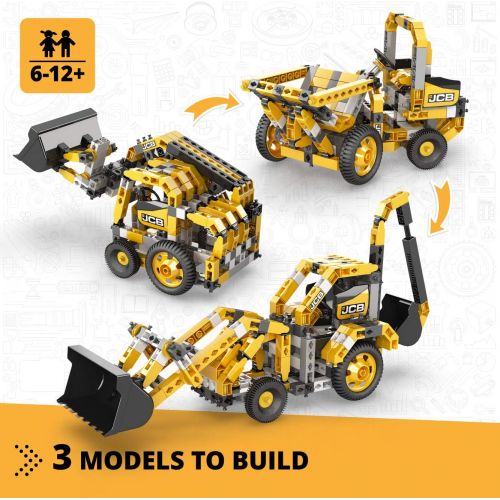  Engino JCB Toys Backhoe Loader - 3-in-One |Build 3 Iconic JCB Models | A Creative Stem Engineering Kit | Perfect for Home Learning