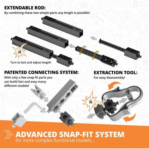  Engino Discovering STEM Mechanics Cams & Cranks | 8 Working Models | Illustrated Instruction Manual | Theory & Facts | Experimental Activities | STEM Construction Kit