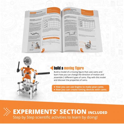  Engino Discovering STEM Mechanics Cams & Cranks | 8 Working Models | Illustrated Instruction Manual | Theory & Facts | Experimental Activities | STEM Construction Kit