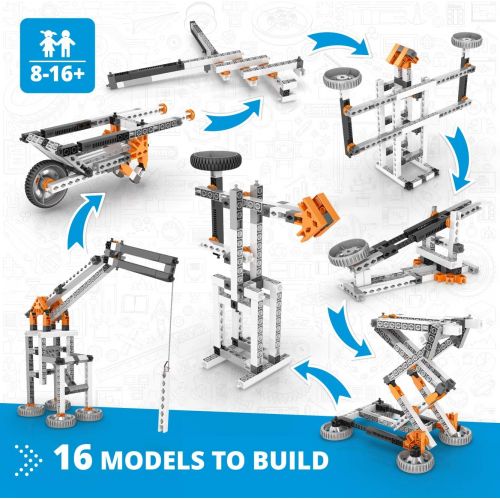  Engino Discovering STEM Mechanics Levers & Linkages | 16 Working Models | Illustrated Instruction Manual | Theory & Facts | Experimental Activities | STEM Construction Kit