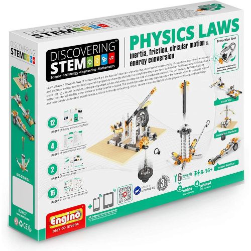  Engino ENG-STEM902 Physics Laws-Inertia, Friction, Circular Motion and Energy Conservation Building Set (118 Piece)