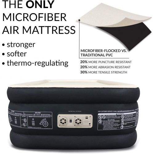  [아마존베스트]Englander First Ever Microfiber AIR Mattress Twin Size, Luxury Airbed with Built in Pump, Highest End Blow Up Bed, Inflatable Air Mattresses for Guests Home Travel 5-Year Warranty