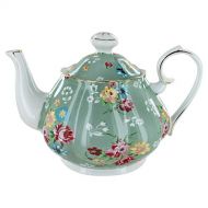 English Tea Store Shabby Rose Green Porcelain - 5 Cup Teapot