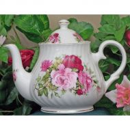 English Tea Store Summertime Rose Fine Bone China 6 Cup Teapot
