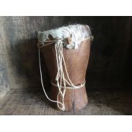 EnglishShop Vintage African Drum Musical Instrument Wooden Wood Brass circa 1970-80s / English Shop
