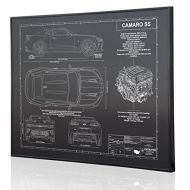 Engraved Blueprint Art LLC Chevrolet Camaro SS 6th Generation Blueprint Artwork-Laser Marked & Personalized-The Perfect Camaro Gifts