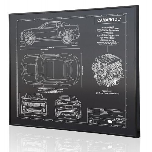  Engraved Blueprint Art LLC Chevrolet Camaro ZL1 5th Generation Blueprint Artwork-Laser Marked & Personalized-The Perfect Camaro Gifts
