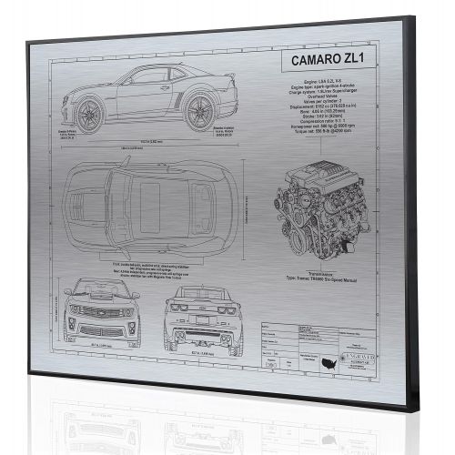  Engraved Blueprint Art LLC Chevrolet Camaro ZL1 5th Generation Blueprint Artwork-Laser Marked & Personalized-The Perfect Camaro Gifts