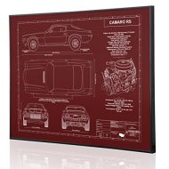 Engraved Blueprint Art LLC Chevrolet Camaro RS 2nd Generation Blueprint Artwork-Laser Marked & Personalized-The Perfect Camaro Gifts