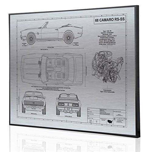  Engraved Blueprint Art LLC 1968 Chevrolet Camaro Convertible RS-SS 396 V8 Blueprint Artwork-Laser Marked & Personalized-The Perfect Camaro Gifts