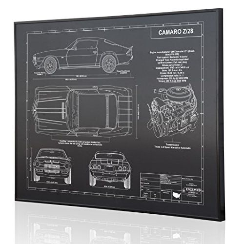  Engraved Blueprint Art LLC Chevrolet Camaro Z28 2nd Generation Blueprint Artwork-Laser Marked & Personalized-The Perfect Camaro Gifts