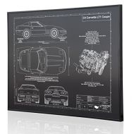Engraved Blueprint Art LLC Corvette C4 LT1 Blueprint Artwork-Laser Marked & Personalized-The Perfect Corvette Gifts