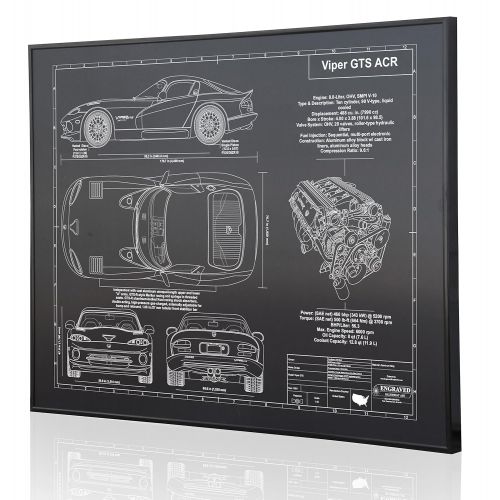  Engraved Blueprint Art LLC Dodge Viper GTS Blueprint Artwork-Laser Marked & Personalized-The Perfect Dodge Gifts