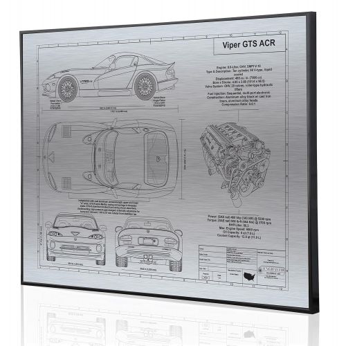  Engraved Blueprint Art LLC Dodge Viper GTS Blueprint Artwork-Laser Marked & Personalized-The Perfect Dodge Gifts