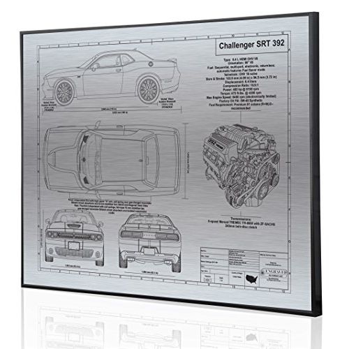  Engraved Blueprint Art LLC Dodge Challenger SRT 392 Blueprint Artwork-Laser Marked & Personalized-The Perfect Dodge Gifts