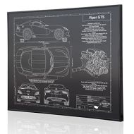 Engraved Blueprint Art LLC Dodge Viper SRT GTS Blueprint Artwork-Laser Marked & Personalized-The Perfect Dodge Gifts