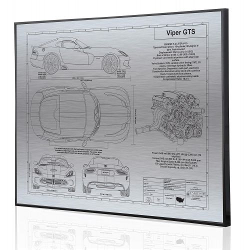  Engraved Blueprint Art LLC Dodge Viper SRT GTS Blueprint Artwork-Laser Marked & Personalized-The Perfect Dodge Gifts