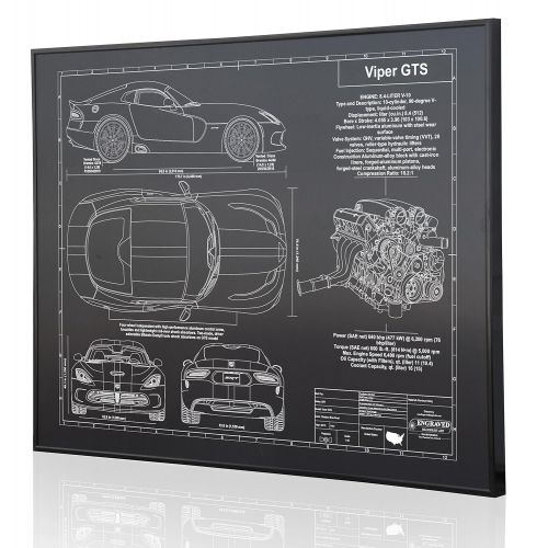  Engraved Blueprint Art LLC Dodge Viper SRT GTS Blueprint Artwork-Laser Marked & Personalized-The Perfect Dodge Gifts