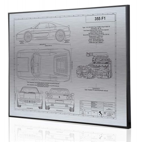  Engraved Blueprint Art LLC Ferrari 355 F1 Blueprint Artwork-Laser Marked & Personalized-The Perfect Ferrari Gifts