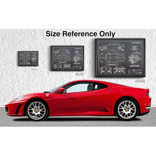  Engraved Blueprint Art LLC Ferrari GT4 Lusso Blueprint Artwork-Laser Marked & Personalized-The Perfect Ferrari Gifts