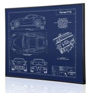 Engraved Blueprint Art LLC Ferrari F12 Berlinetta Blueprint Artwork-Laser Marked & Personalized-The Perfect Ferrari Gifts