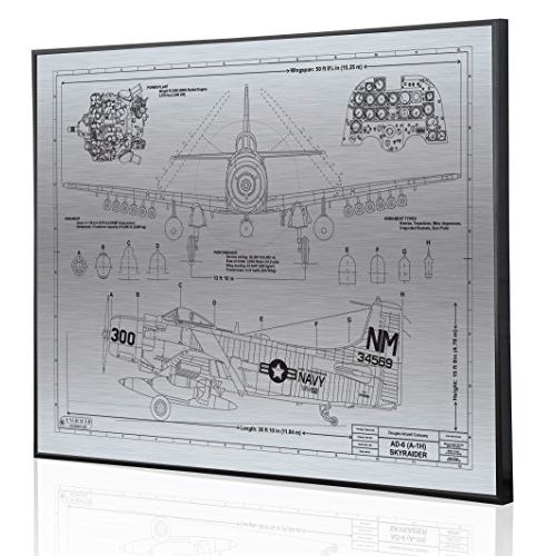  Engraved Blueprint Art LLC Douglas A-1 Skyraider Blueprint Artwork-Laser Marked & Personalized-The Perfect Navy Gifts