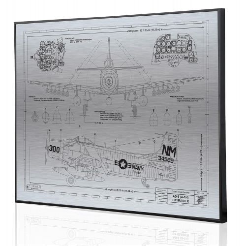  Engraved Blueprint Art LLC Douglas A-1 Skyraider Blueprint Artwork-Laser Marked & Personalized-The Perfect Navy Gifts