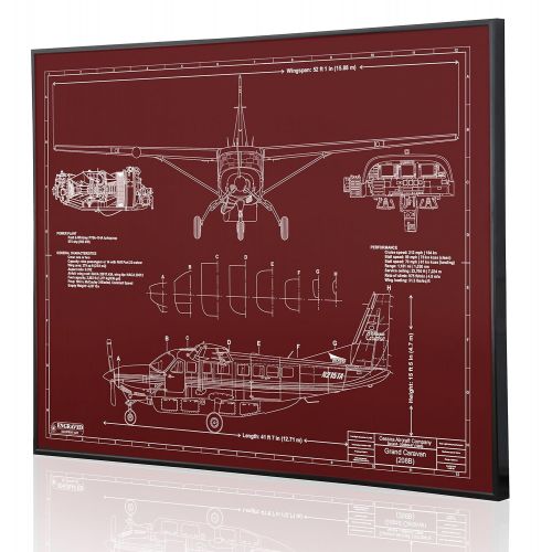  Engraved Blueprint Art LLC Cessna Grand Caravan 208B Blueprint Artwork-Laser Marked & Personalized-The Perfect Cessna Gifts