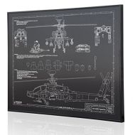Engraved Blueprint Art LLC Apache AH-64D Blueprint Artwork-Laser Marked & Personalized-The Perfect Pilot Gifts